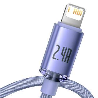 Kabeļi - Baseus Crystal Shine cable USB to Lightning, 2.4A, 2m (purple) CAJY000105 - быстрый заказ от производителя