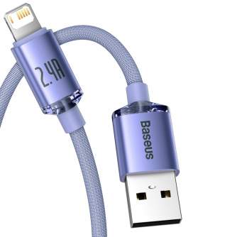 Kabeļi - Baseus Crystal Shine cable USB to Lightning, 2.4A, 2m (purple) CAJY000105 - быстрый заказ от производителя