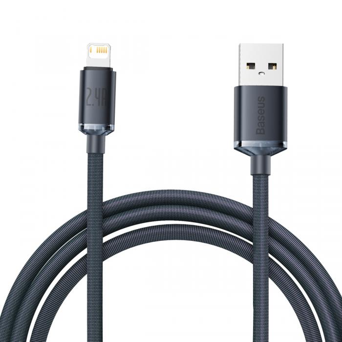 Kabeļi - Baseus Crystal Shine cable USB to Lightning, 2.4A, 2m (black) CAJY000101 - быстрый заказ от производителя