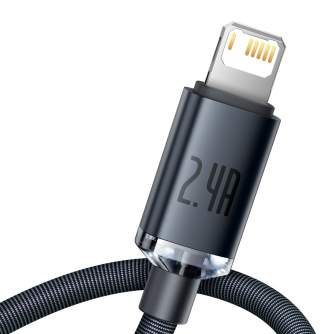 Kabeļi - Baseus Crystal Shine cable USB to Lightning, 2.4A, 2m (black) CAJY000101 - быстрый заказ от производителя