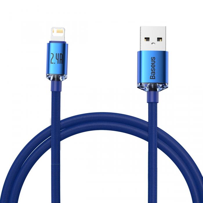 Kabeļi - Baseus Crystal Shine cable USB to Lightning, 2.4A, 1.2m (blue) CAJY000003 - быстрый заказ от производителя