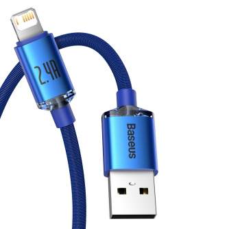 Kabeļi - Baseus Crystal Shine cable USB to Lightning, 2.4A, 1.2m (blue) CAJY000003 - быстрый заказ от производителя