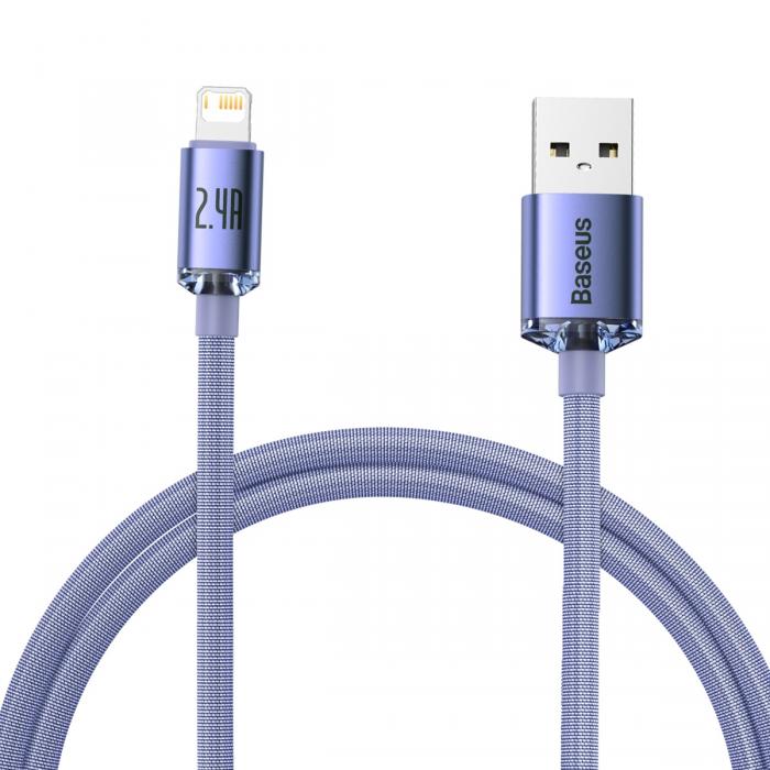 Kabeļi - Baseus Crystal Shine cable USB to Lightning, 2.4A, 1.2m (purple) CAJY000005 - ātri pasūtīt no ražotāja