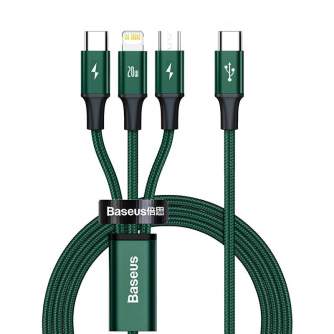 Cables - Baseus Rapid Series 3-in-1 cable USB-C For M+L+T 20W 1.5m (Green ) CAMLT-SC06 - quick order from manufacturer