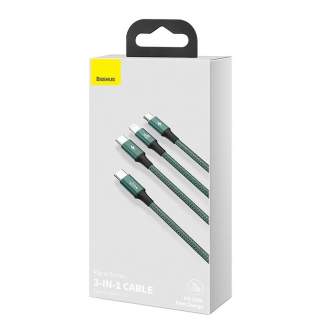 Кабели - Baseus Rapid Series 3-in-1 cable USB-C For M+L+T 20W 1.5m (Green ) CAMLT-SC06 - быстрый заказ от производителя