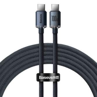 Kabeļi - Baseus Crystal Shine cable USB-C to USB-C, 100W, 1.2m (black) CAJY000601 - ātri pasūtīt no ražotāja