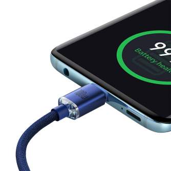 Кабели - Baseus Crystal Shine cable USB-C to USB-C, 100W, 2m (blue) CAJY000703 - быстрый заказ от производителя