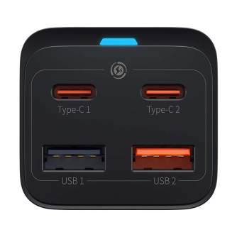 Telefonų, planšetinių kompiuterių ir GPS įkrovikliai - Quick Charger Baseus GaN3 Pro, 2x USB-C, 2x USB, 65W (black) CCGP040101 -