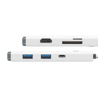 Discontinued - Hub 6in1 Baseus Lite Series, USB-C to 2x USB 3.0 + HDMI + USB-C + TF/SD (white) 