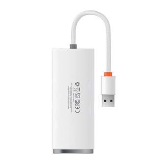 Kabeļi - Baseus Lite Series Hub 4in1 USB to 4x USB 3.0, 25cm (White) WKQX030002 - ātri pasūtīt no ražotāja