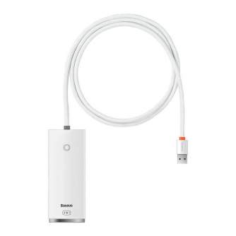 Kabeļi - Hub 4in1 Baseus Lite Series USB to 4x USB 3.0, 1m (White) WKQX030102 - быстрый заказ от производителя