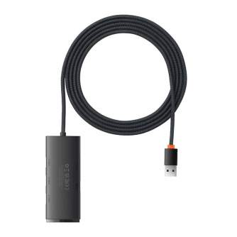 Kabeļi - Hub 4w1 Baseus Lite Series USB do 4x USB 3.0 2m (czarny) WKQX030201 - ātri pasūtīt no ražotāja