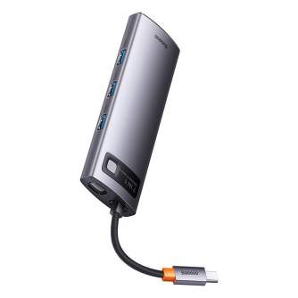 Новые товары - Hub 7in1 Baseus Metal Gleam Series, USB-C to 3x USB 3.0 + 2x HDMI + USB-C PD + Ethernet RJ45 WKWG040113 - быстрый