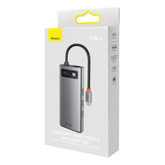 Новые товары - Hub 7in1 Baseus Metal Gleam Series, USB-C to 3x USB 3.0 + 2x HDMI + USB-C PD + Ethernet RJ45 WKWG040113 - быстрый