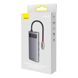 Docks & HUB - Hub 6in1 Baseus Metal Gleam Series, USB-C to 3x USB 3.0 + USB-C PD + microSD/ - quick order from manufacturer