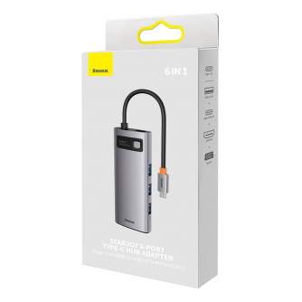 Docks & HUB - Hub 6in1 Baseus Metal Gleam Series, USB-C to 3x USB 3.0 + HDMI + USB-C PD + - quick order from manufacturer