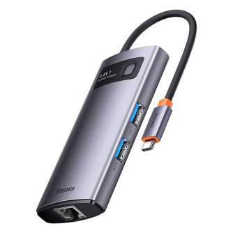 Docks & HUB - Hub 4in1 Baseus Metal Gleam Series, USB-C to 3x USB 3.0 + Ethernet RJ45 WKWG0701 - ātri pasūtīt no ražotāja