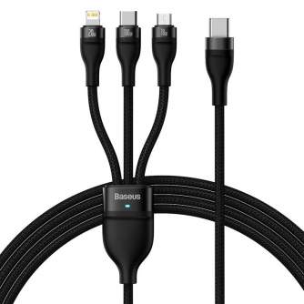 Больше не производится - 3in1 USB cable Baseus Flash Series 2, USB-C + micro USB + Lightning, 100W, 