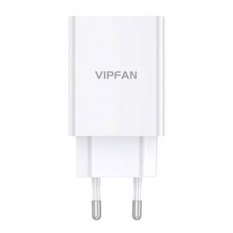 Больше не производится - Network charger Vipfan E03, 1x USB, 18W, QC 3.0 + Lightning cable (white) E03S-L