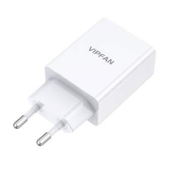 Telefonų, planšetinių kompiuterių ir GPS įkrovikliai - Network charger Vipfan E03, 1x USB, 18W, QC 3.0 + Lightning cable (white)