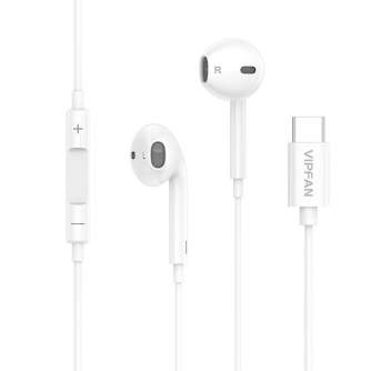 Austiņas - Wired in-ear headphones Vipfan M14, USB-C, 1.1m (white) M14 - быстрый заказ от производителя