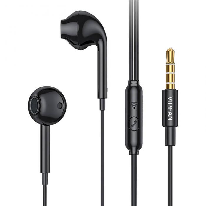 Discontinued - Wired in-ear headphones Vipfan M15, 3.5mm jack, 1m (black) M15-black