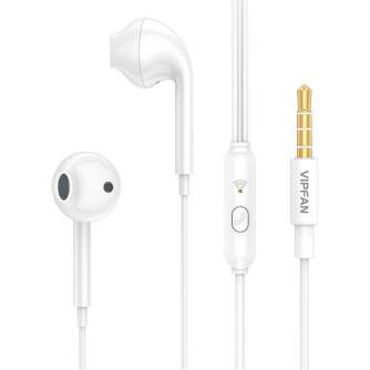 Austiņas - Wired in-ear headphones Vipfan M15, 3.5mm jack, 1m (white) M15-white - быстрый заказ от производителя