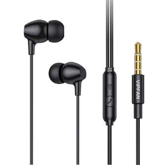 Austiņas - Wired in-ear headphones Vipfan M16, 3.5mm jack, 1m (black) M16-black - быстрый заказ от производителя