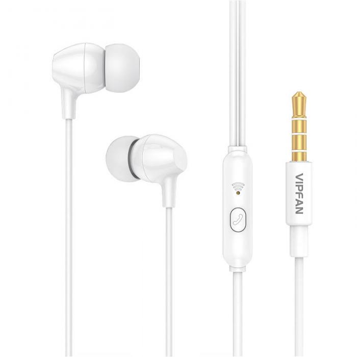 Discontinued - Wired in-ear headphones Vipfan M16, 3.5mm jack, 1m (white) M16-white