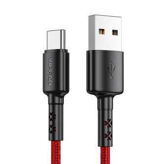 Discontinued - USB to USB-C cable Vipfan X02, 3A, 1.8m (red) X02TC-1.8m-red