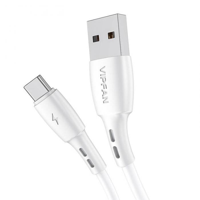 Vairs neražo - USB to USB-C cable Vipfan Racing X05, 3A, 1m (white) X05TC-1m-white 