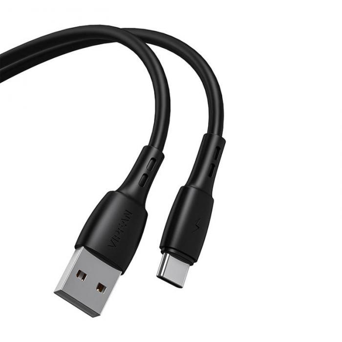 Vairs neražo - USB to USB-C cable Vipfan Racing X05, 3A, 1m (black) X05TC-1m-black