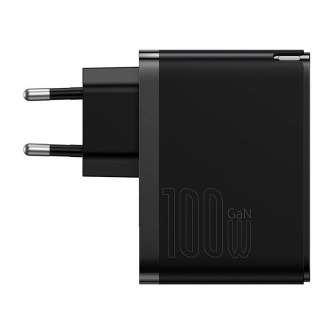 Wall charger - Wall charger Baseus GaN USB-C + USB, 100W + 1m cable (black) CCGP090201 - quick order from manufacturer