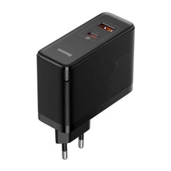 Wall charger - Wall charger Baseus GaN USB-C + USB, 100W + 1m cable (black) CCGP090201 - quick order from manufacturer