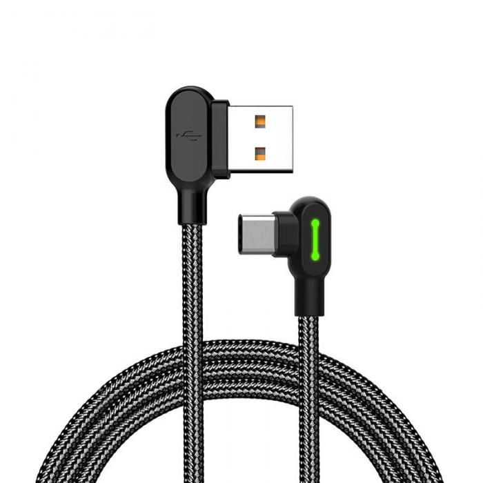 Kabeļi - USB to USB-C cable Mcdodo CA-5280 LED, 1.2m (black) CA-5281 - быстрый заказ от производителя