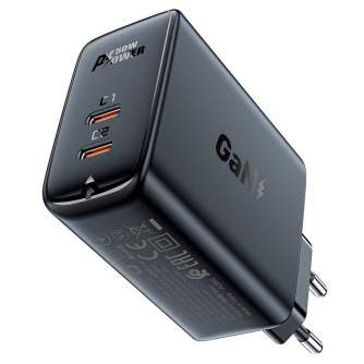 Wall charger - Wall charger Acefast A29 PD50W GAN 2x USB-C 50W (black) A29 black - quick order from manufacturer