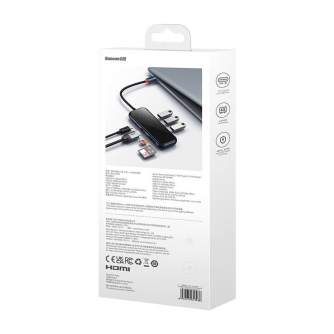 Новые товары - Hub 7in1 Baseus AcmeJoy Series USB-C to 2xUSB 3.0 + HDMI + USB 2.0 + USB-C PD + SD/TF (dark grey) WKJZ010413 - бы