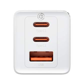 Kabeļi - Wall charger Baseus GaN5 Pro 2xUSB-C + USB, 65W (white) CCGP120202 - ātri pasūtīt no ražotāja