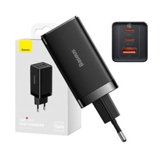 Mobilo tālruņu, planšetdatoru, GPS lādētāji - Wall charger Baseus GaN5 Pro 2xUSB-C + USB, 65W (black) CCGP120201 - ātri pasūtīt no ražotāja