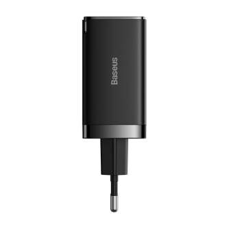 Telefonų, planšetinių kompiuterių ir GPS įkrovikliai - Wall charger Baseus GaN5 Pro 2xUSB-C + USB, 65W (black) CCGP120201 - быст