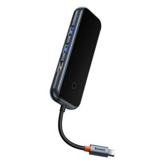 Новые товары - Hub 5in1 Baseus AcmeJoy series USB-C to 2xUSB 3.0 + USB 2.0 + USB-C PD + RJ45 (dark grey) WKJZ010113 - быстрый за