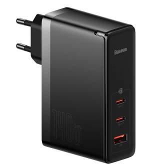 Telefonų, planšetinių kompiuterių ir GPS įkrovikliai - Wall charger Baseus GaN5 Pro 2xUSB-C + USB, 140W (black) CCGP100201 - быс