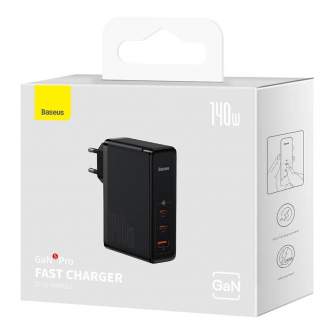 Mobilo tālruņu, planšetdatoru, GPS lādētāji - Wall charger Baseus GaN5 Pro 2xUSB-C + USB, 140W (black) CCGP100201 - ātri pasūtīt no ražotāja