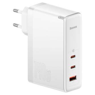 Mobilo tālruņu, planšetdatoru, GPS lādētāji - Wall charger Baseus GaN5 Pro 2xUSB-C + USB, 140W (white) CCGP100202 - ātri pasūtīt no ražotāja