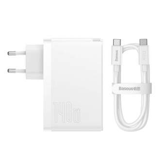 Кабели - Wall charger Baseus GaN5 Pro 2xUSB-C + USB, 140W (white) CCGP100202 - быстрый заказ от производителя