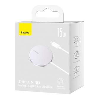 Cables - Magnetic Wireless Charger Baseus Simple Mini3 15W (Silver) CCJJ040012 - quick order from manufacturer