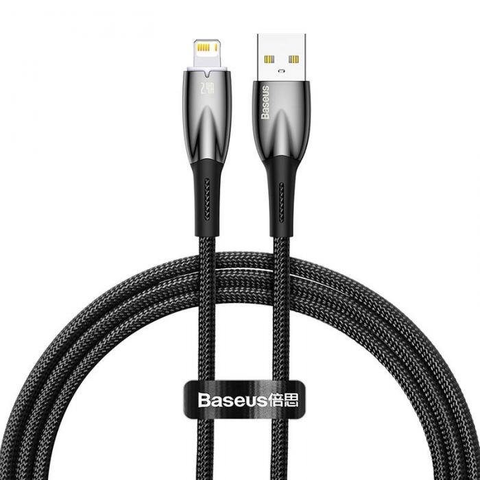 Kabeļi - USB cable for Lightning Baseus Glimmer Series, 2.4A, 1m (Black) CADH000201 - ātri pasūtīt no ražotāja