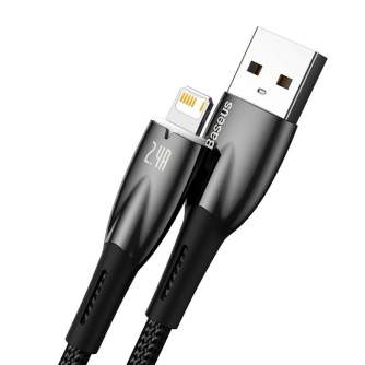 Kabeļi - USB cable for Lightning Baseus Glimmer Series, 2.4A, 1m (Black) CADH000201 - быстрый заказ от производителя