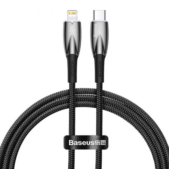 Кабели - USB-C cable for Lightning Baseus Glimmer Series, 20W, 1m (Black) CADH000001 - быстрый заказ от производителя