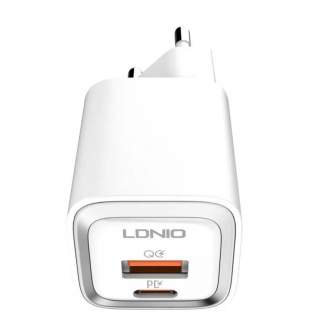 Telefonų, planšetinių kompiuterių ir GPS įkrovikliai - MFi wall charger LDNIO A2318M, USB-C+USB, USB-C to Lightning 20W A2318M E